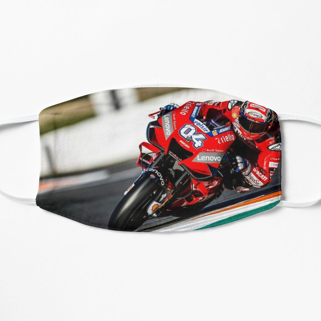 Andrea Dovizioso On His Ducati Face Mask